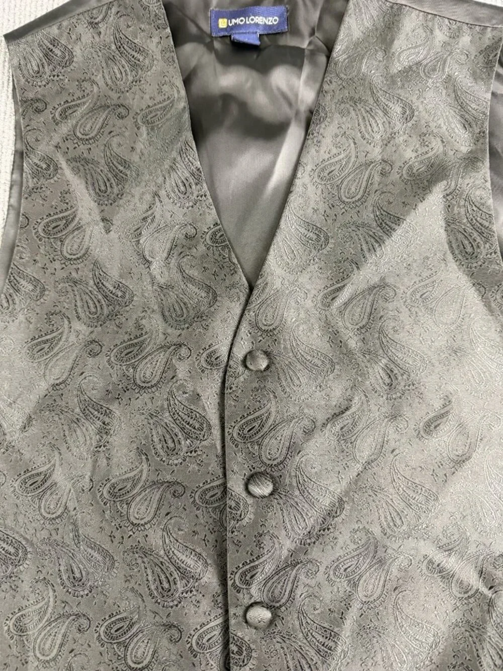 Umo Lorenzo Mens Black Paisley Vest S